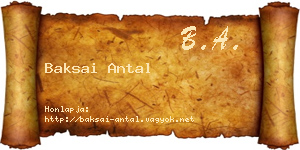 Baksai Antal névjegykártya
